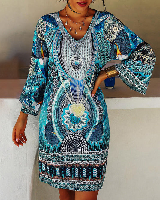 Emelia™ - Vibrant Bohemian Print Dress