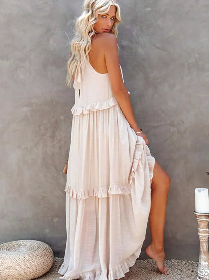 Emilia - Halter Ruffle Maxi Dress