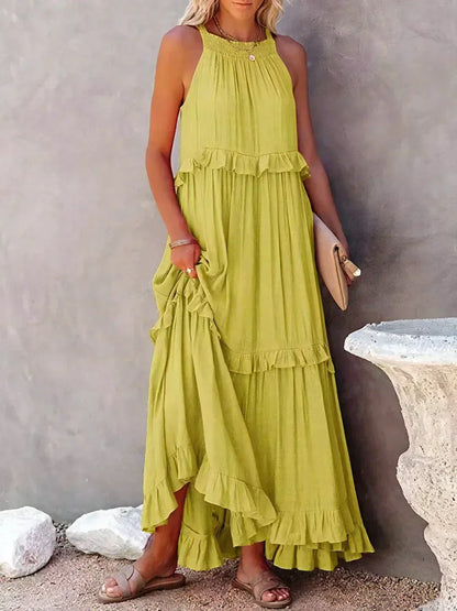 Emilia - Halter Ruffle Maxi Dress