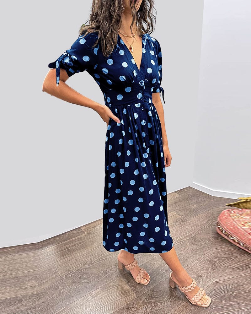 Melody™ - Polka Dots V-Neck Dress