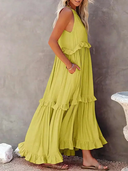 Emilia™ - Halter Ruffle Maxi Dress