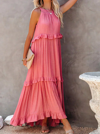 Emilia - Halter Ruffle Maxi Dress