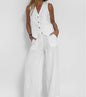 Aira™ - Buttoned Vest & Wide-Leg Trousers Set