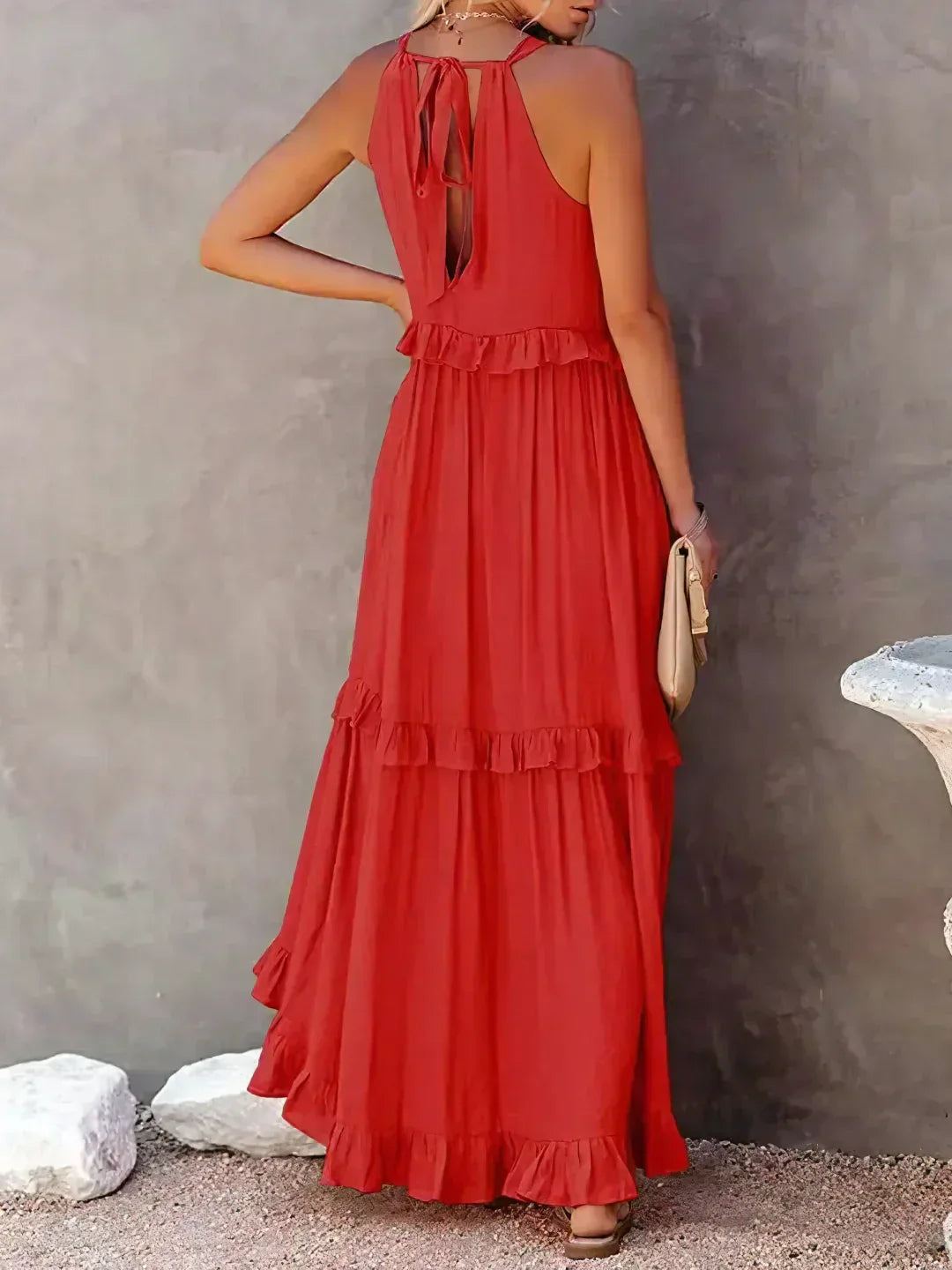 Emilia - Halter Ruffle Maxi Dress