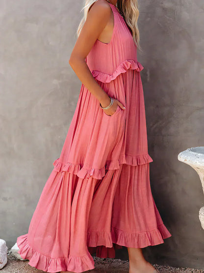 Emilia - Halter Ruffle Maxi Dress