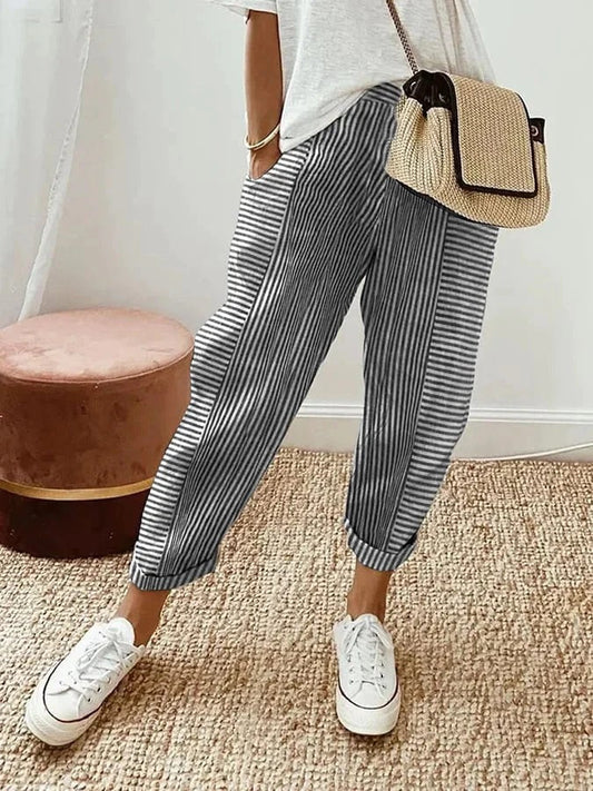 Avery™ - Striped Cotton Relax Pants