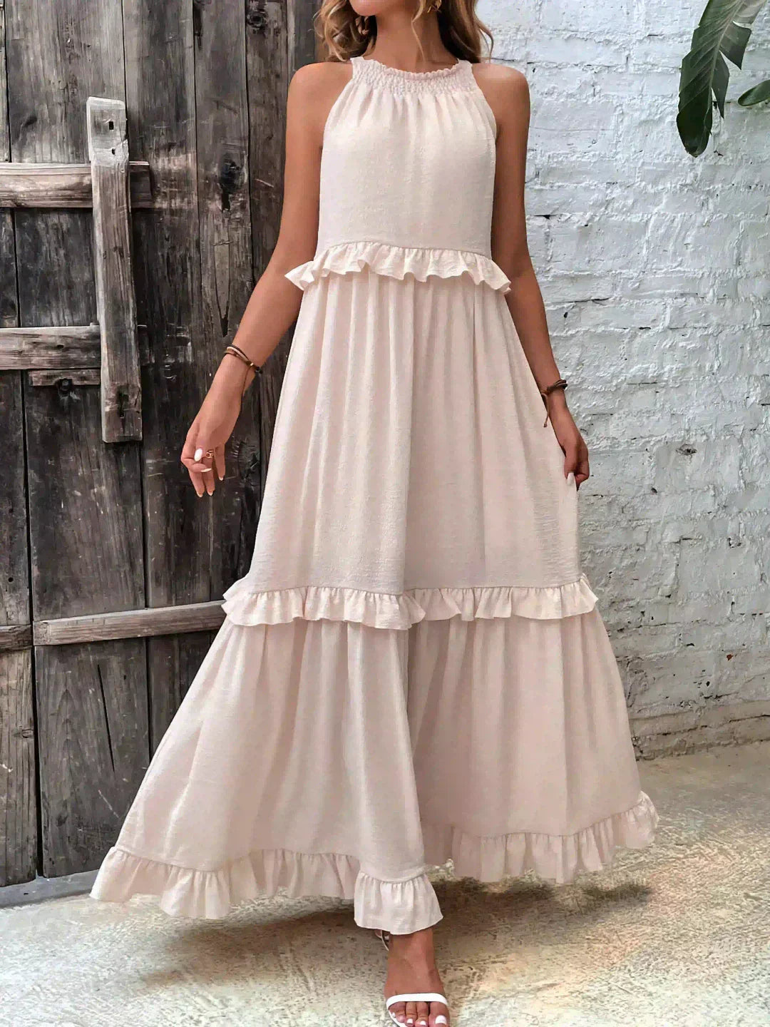 Emilia - Halter Ruffle Maxi Dress