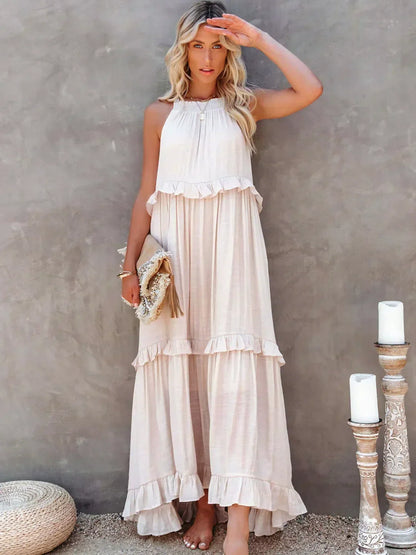 Emilia - Halter Ruffle Maxi Dress