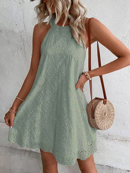 Jessy™ - Eyelet Halter Mini Dress