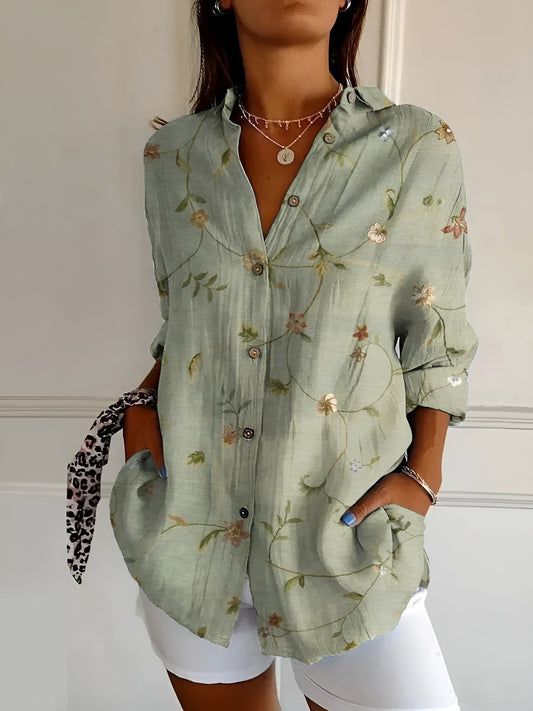 Amara™ | Floral Breeze Button-Up Shirt